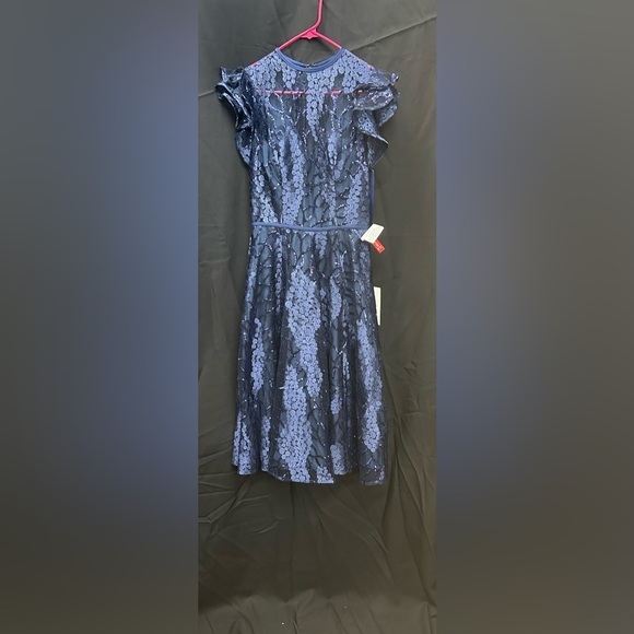 Mac Duggal 12467 NWT FLUTTER SLEEVE SEQUIN APPLIQUE COCKTAIL DRESS - Picture 4 of 7